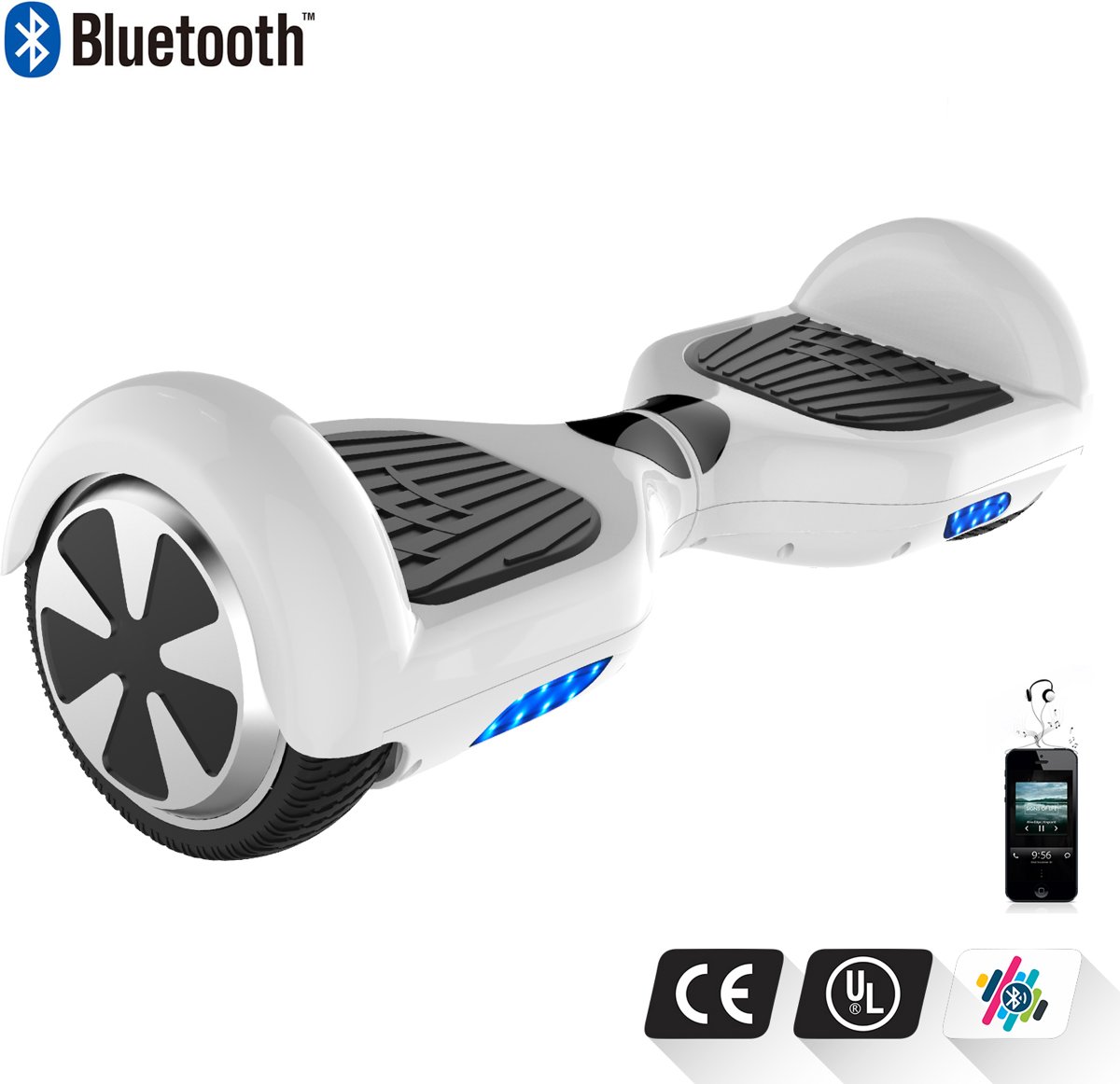 Tailwind Self Balancing Smart Hoverboard Balance Scooter 6.5 inch/ V.5 Bluetooth speakers/ LED Verlichting /speciaal ontwerp - Wit