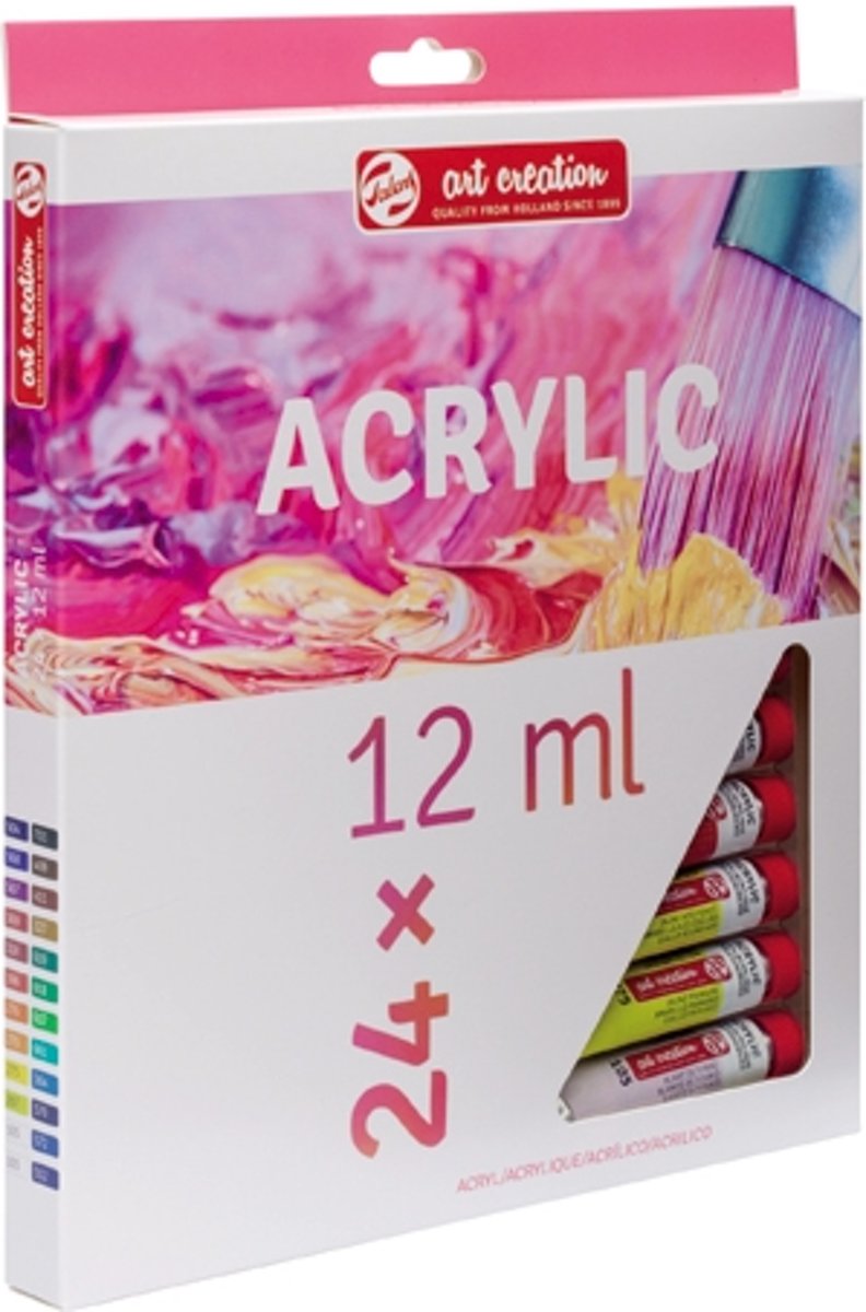 Acrylic set 24 kleuren 12 ml tubes acrylverf