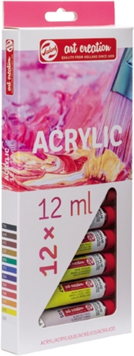 Acrylverf set 12 kleuren 12 ml tubes