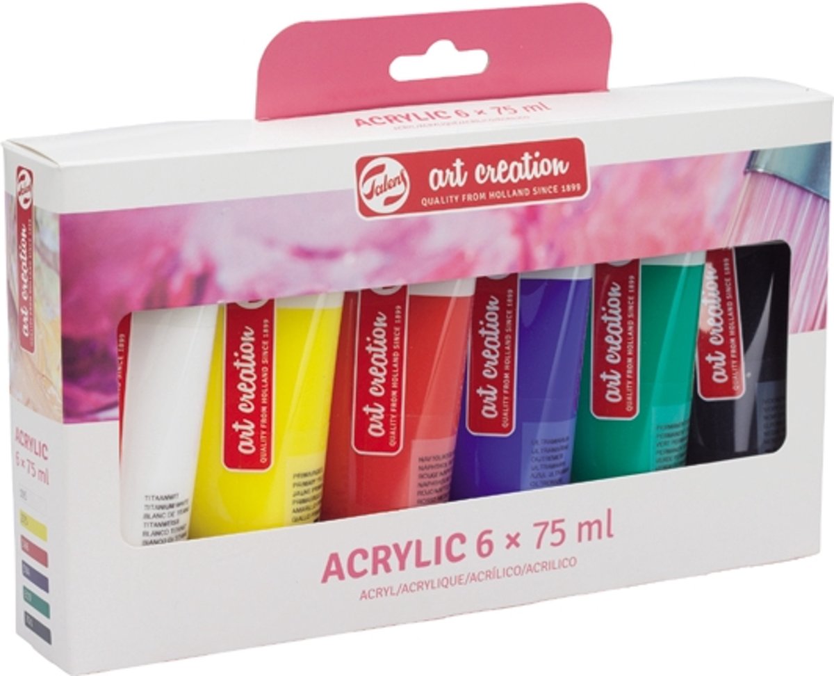 Acrylverf set 6 kleuren 75 ml tubes