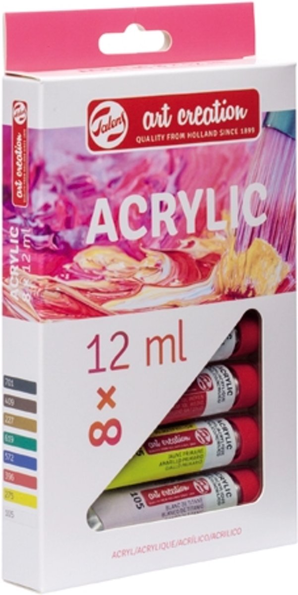 Acrylverf set 8 kleuren 12 ml tubes