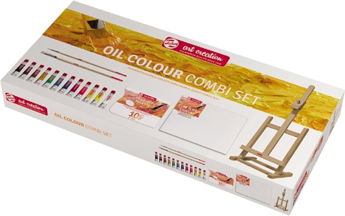 Oil Colour set 12 kleuren 12 ml tubes olieverf met penselen, doek, tafelezel en afscheurpalet