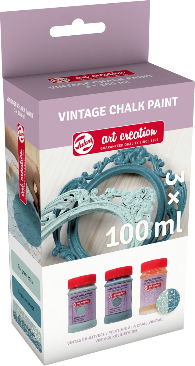 Talens Art Creation vintage krijtverf set + crackle medium - blauwe tinten