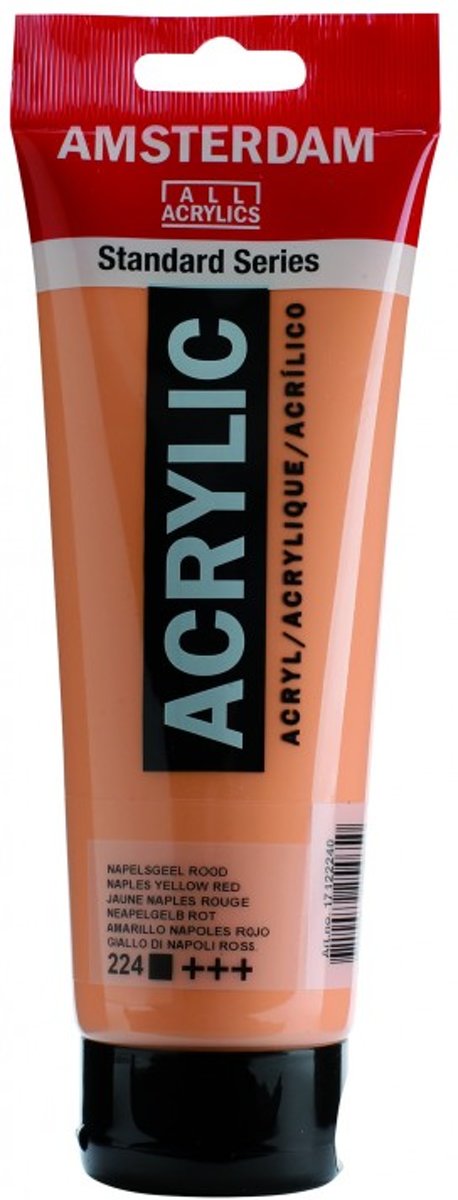 Amsterdam acryl 224 napelsgeel rood 250 ml.