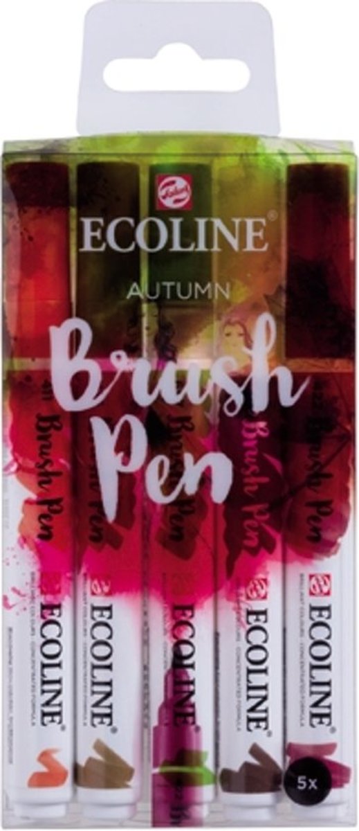 Ecoline “Herfst” Brushpennen set van 5 in een Zipperbag