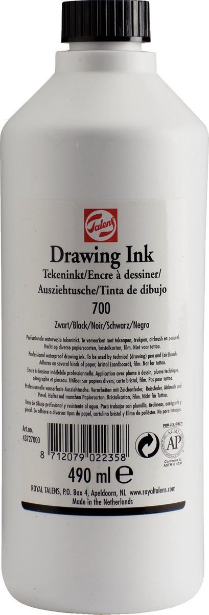 Talens watervaste tekeninkt zwart 490 ml