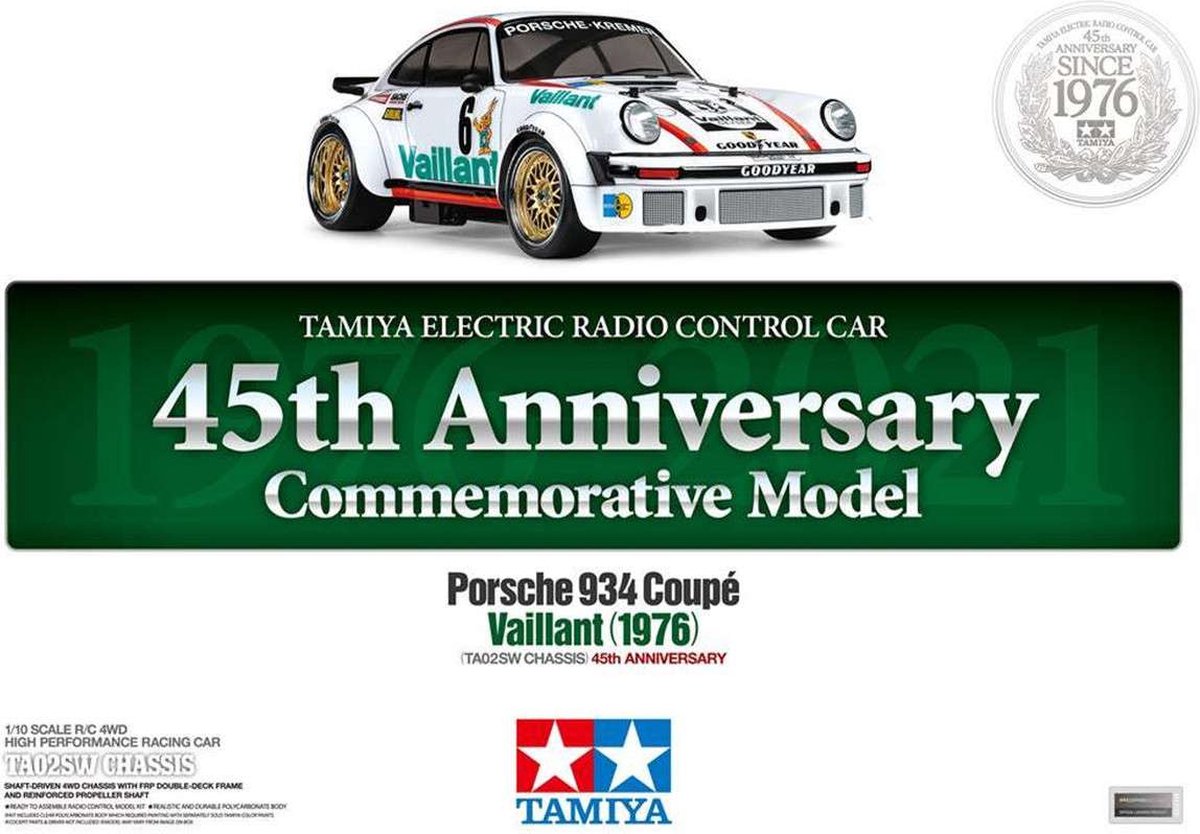 1:10 Tamiya 47477 RC 45 Years Porsche 934 RSR Vaillant Car Plastic kit