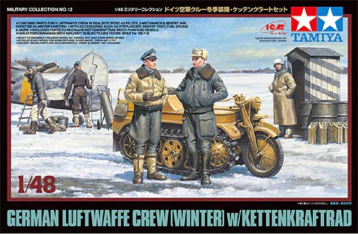 1:48 Tamiya 32412 Luftwaffe &Kettenkraftrad Winter with 5 Figures