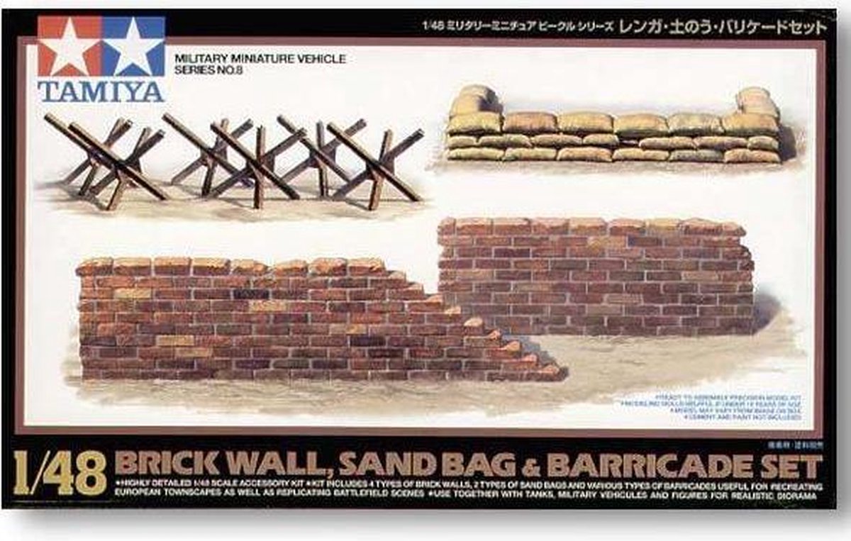 1:48 Tamiya 32508 WWII Diorama-Set Brick Wall&Sandbag Plastic kit