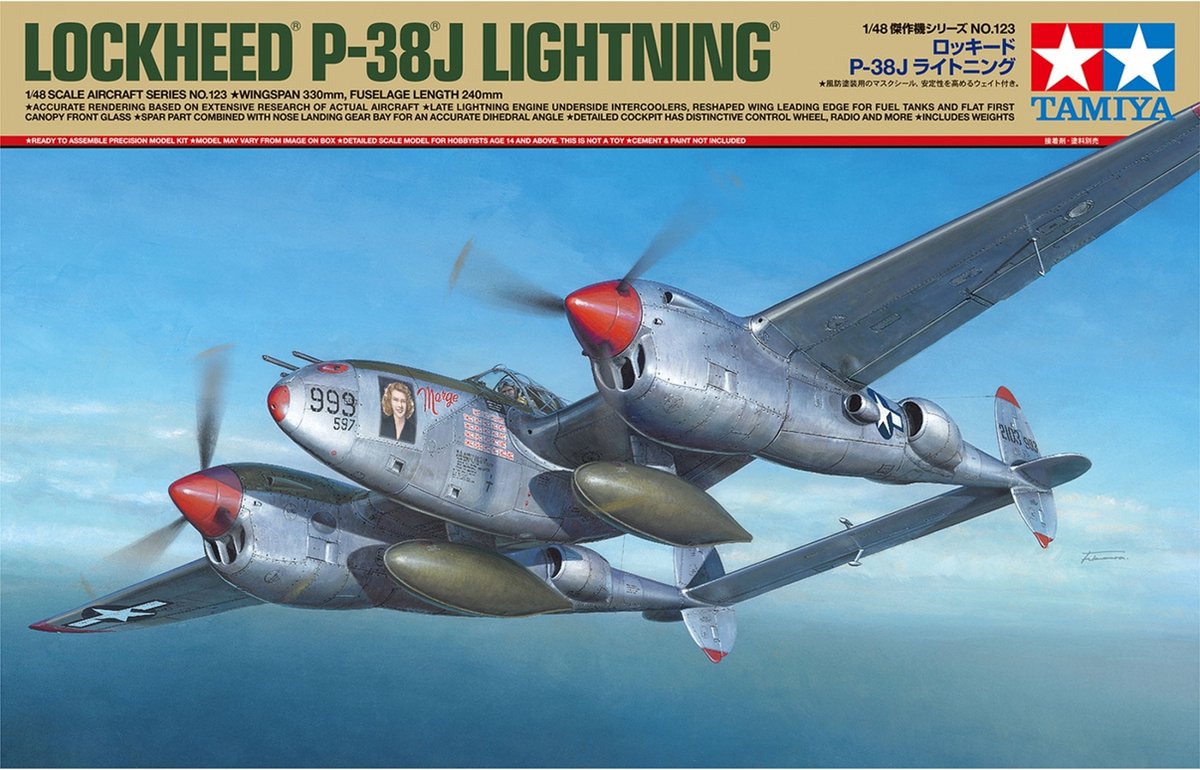 1:48 Tamiya 61123 US Lockheed P-38 J Lightning Plastic kit