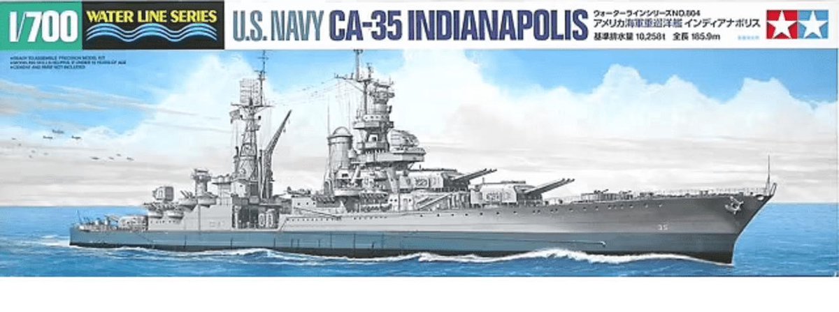 1:700 Tamiya 31804 U.S. Navy CA-35 Indianapolis Plastic kit