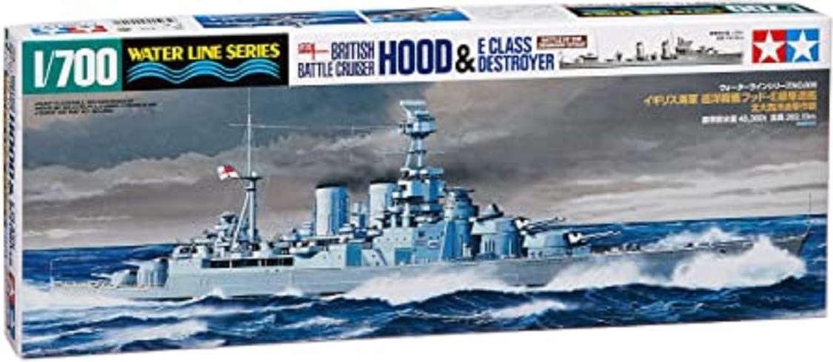 1:700 Tamiya 31806 British Battle Cruiser Hood & E Class Destroyer - Battle of the Denmark Strait Plastic kit