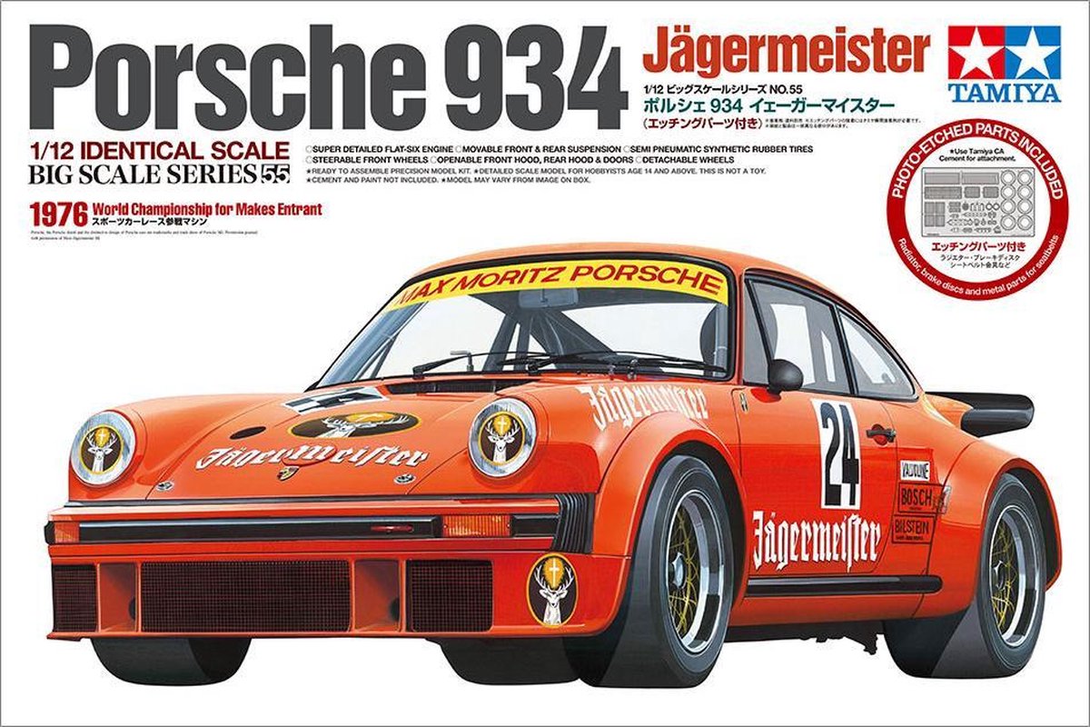 Porsche Turbo RSR 934 Jägermeister - Max Moritz Racing - Tamiya modelbouw pakket 1:12