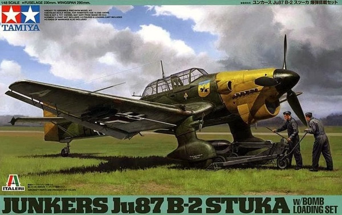 Tamiya 1:48 JU87 B-2 STUKA WITH BOMB LOADING SET