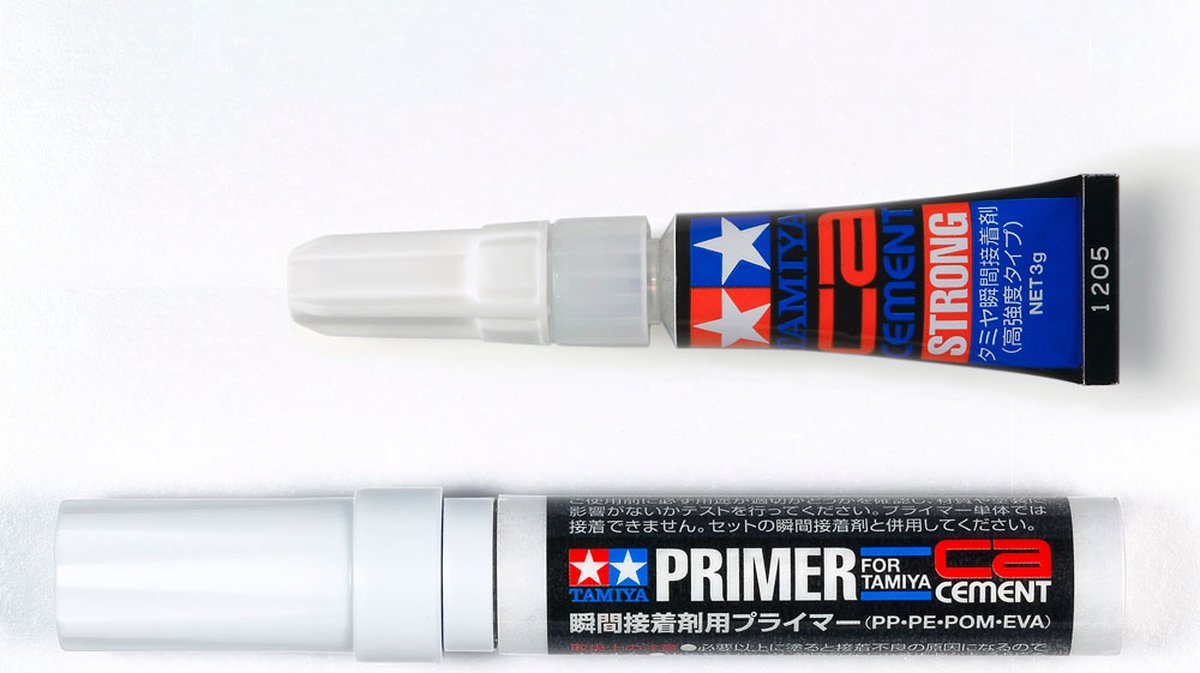 Tamiya 87211 CA Cement & Primer Set 3g - PP/PE/POM/EVA Lijm.