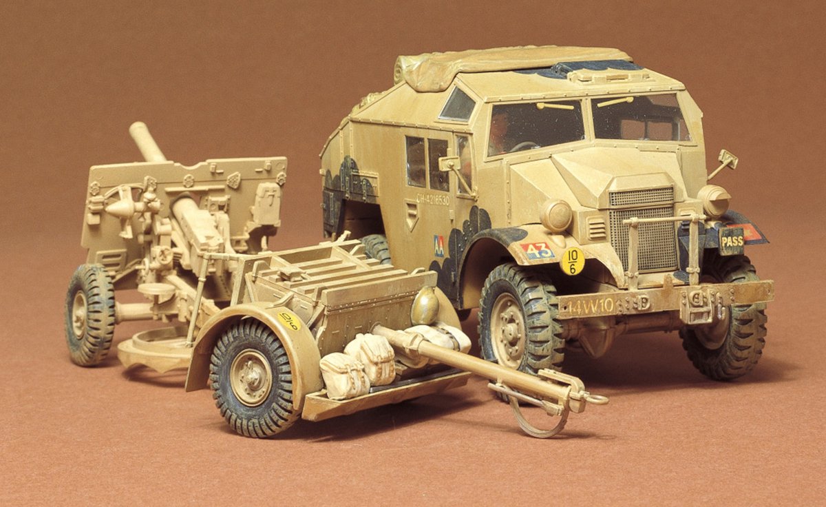 Tamiya British 25PDR.Field Gun & Quad Gun Tractor Canadian Ford F.G.T. + Ammo by Mig lijm