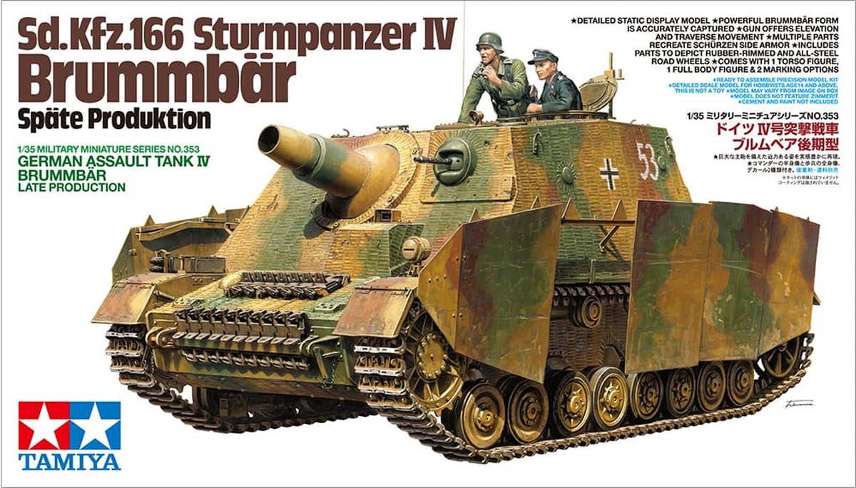 Tamiya German Assault Tank IV Brummbär Late Production + Ammo by Mig lijm