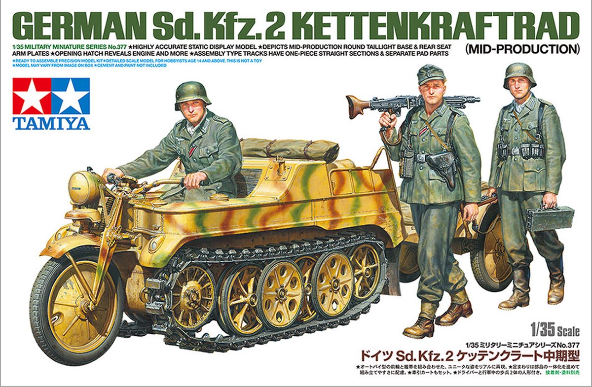 Tamiya German Sd.Kfz.2 Kettenkraftrad  + Ammo by Mig lijm