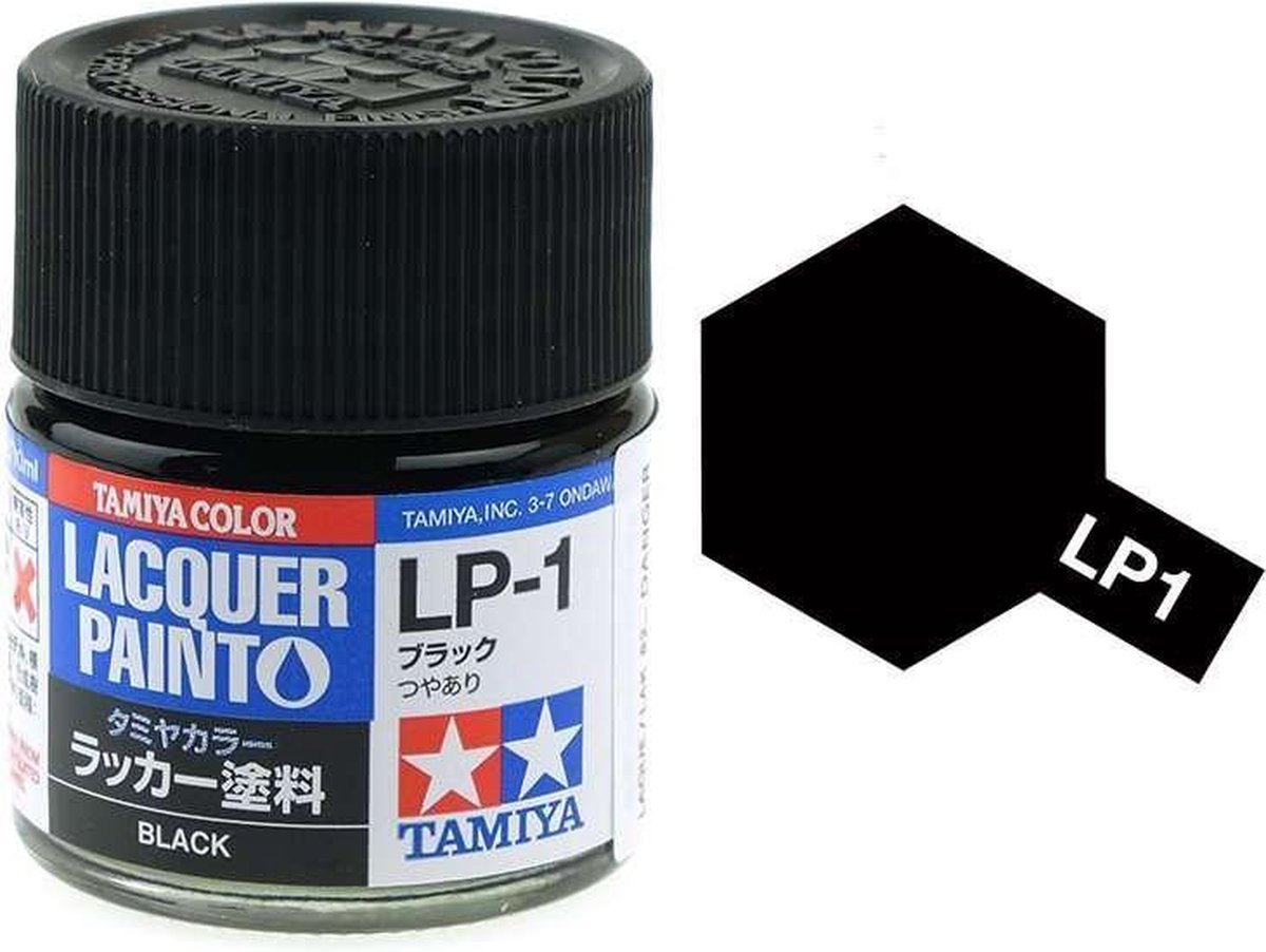 Tamiya LP-1 Black - Gloss - Lacquer Paint - 10ml Verf potje