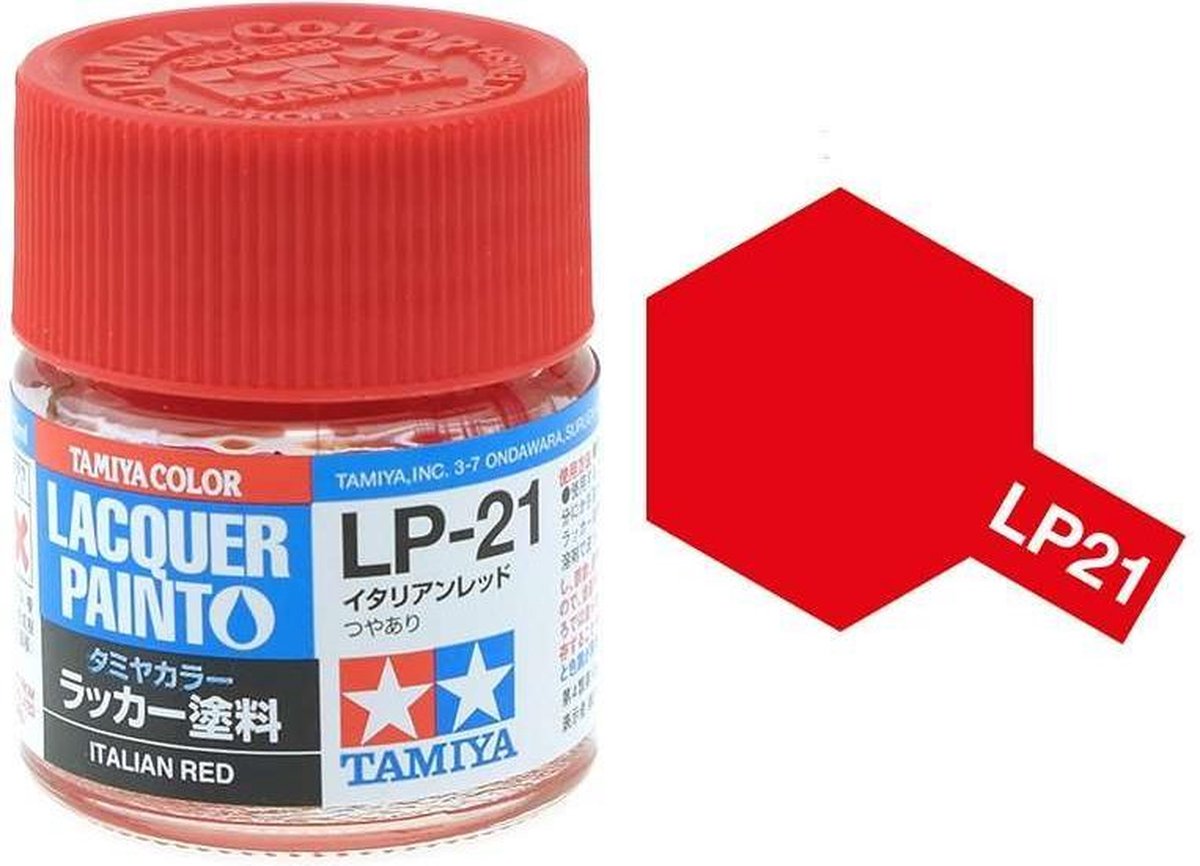 Tamiya LP-21 Italian Red - Gloss - Lacquer Paint - 10ml Verf potje