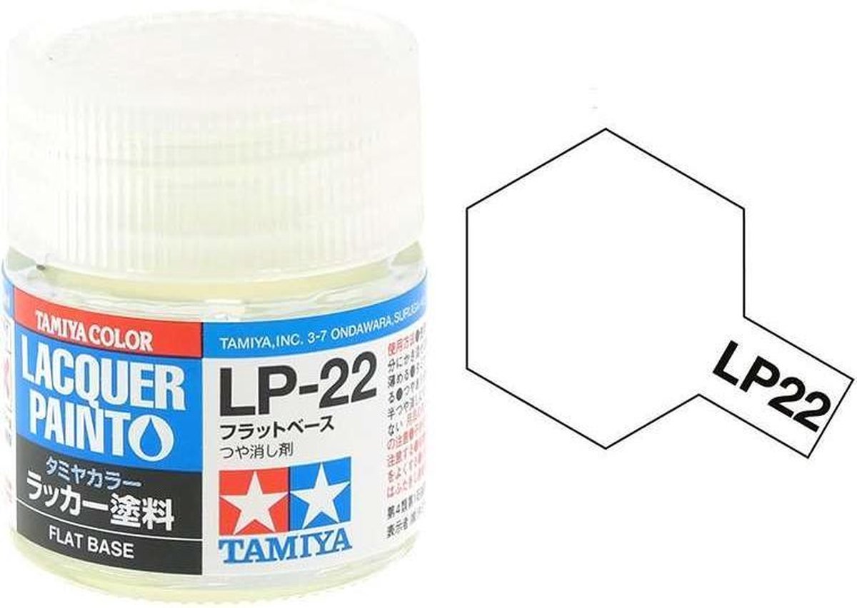 Tamiya LP-22 Flat White Base Primer - Matt - Lacquer Paint - 10ml Verf potje