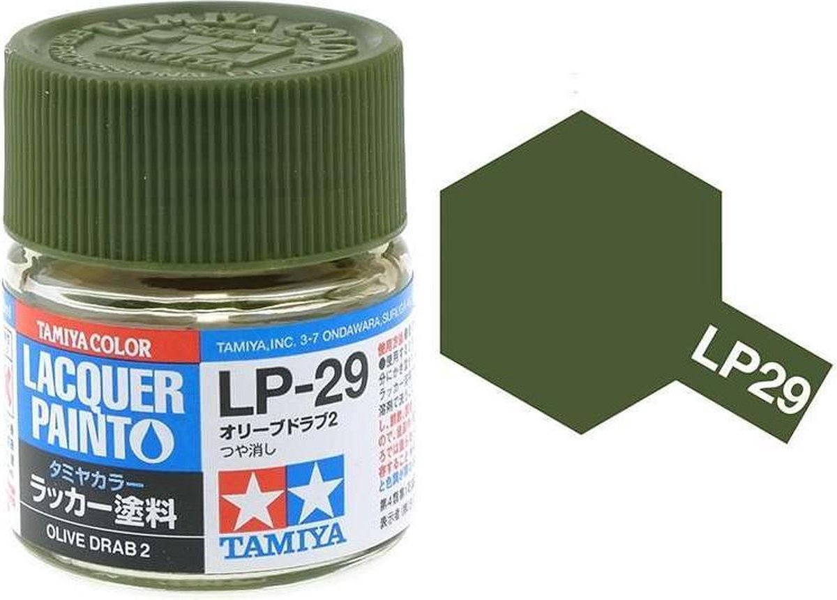 Tamiya LP-29 Olive Drab 2 - Matt - Lacquer Paint - 10ml Verf potje