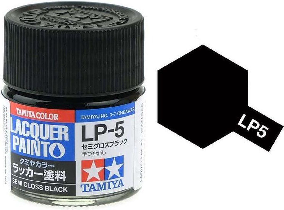 Tamiya LP-5 Black - Satin - Lacquer Paint - 10ml Verf potje