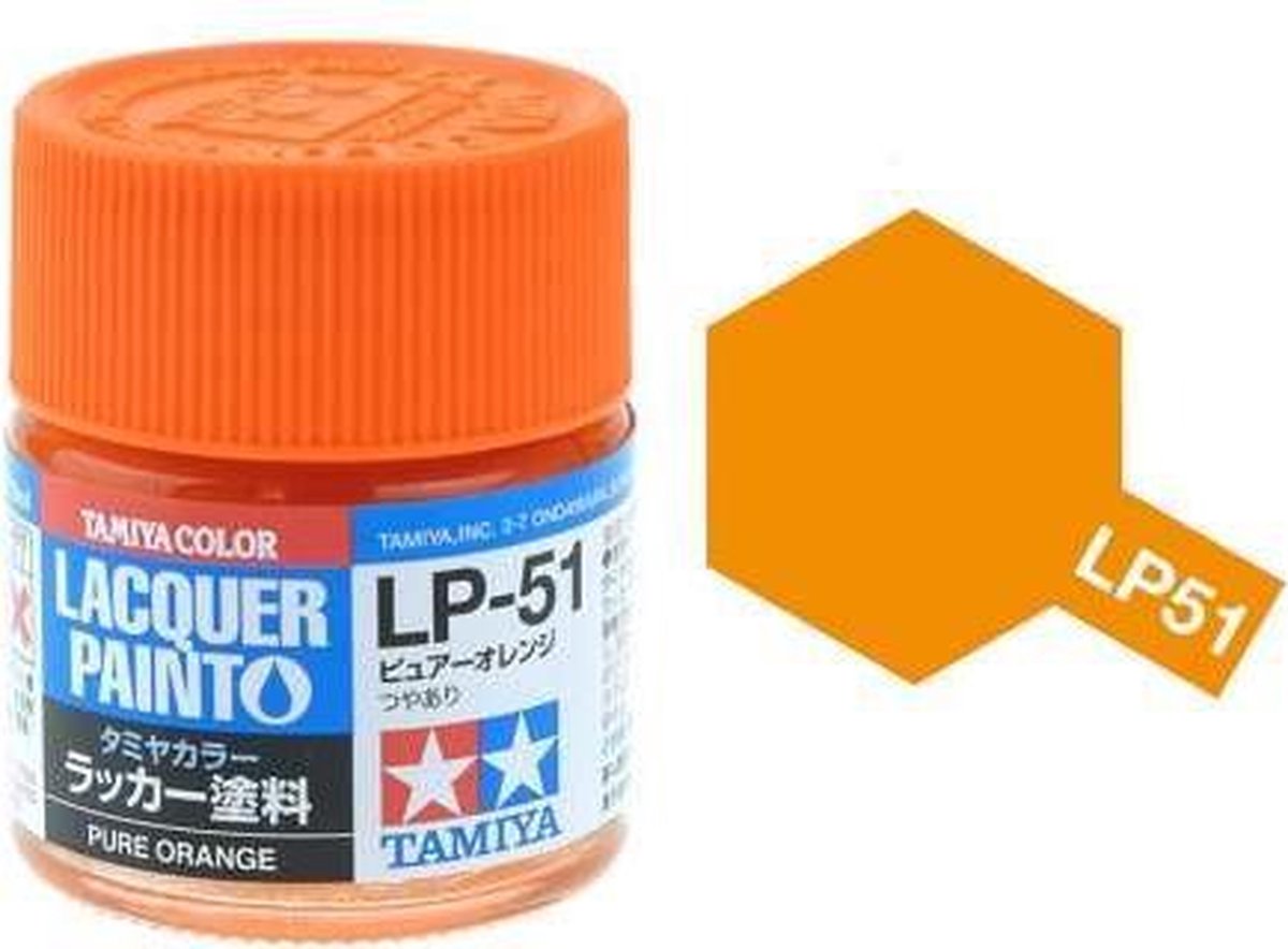 Tamiya LP-51 Pure Orange - Gloss - Lacquer Paint - 10ml Verf potje