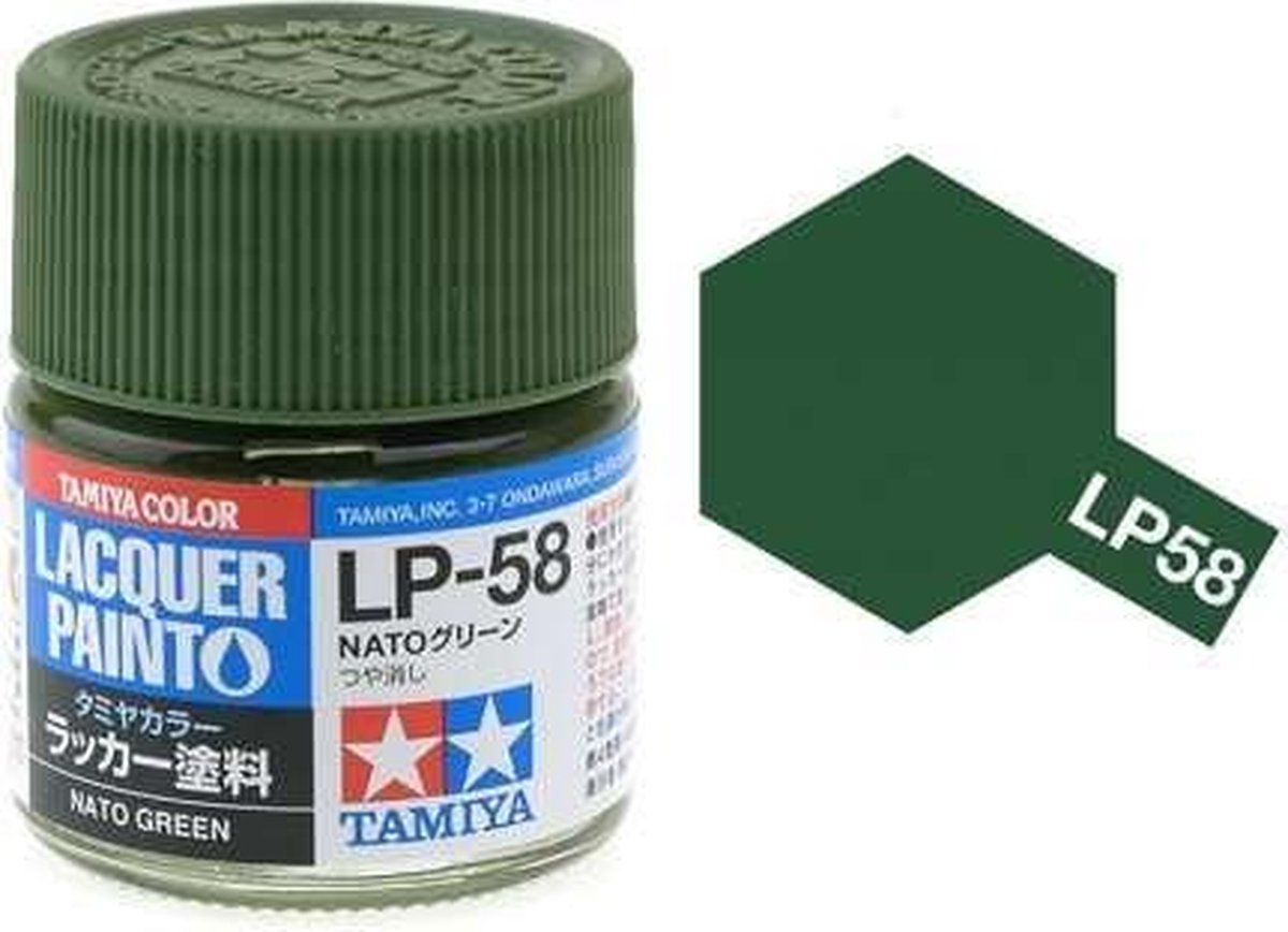 Tamiya LP-58 NATO Green - Matt - Lacquer Paint - 10ml Verf potje