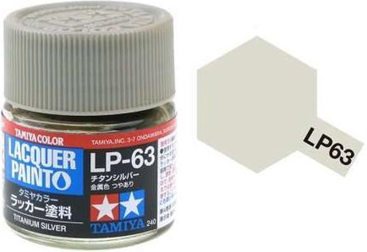 Tamiya LP-63 Titanium Silver - Gloss - Lacquer Paint - 10ml Verf potje