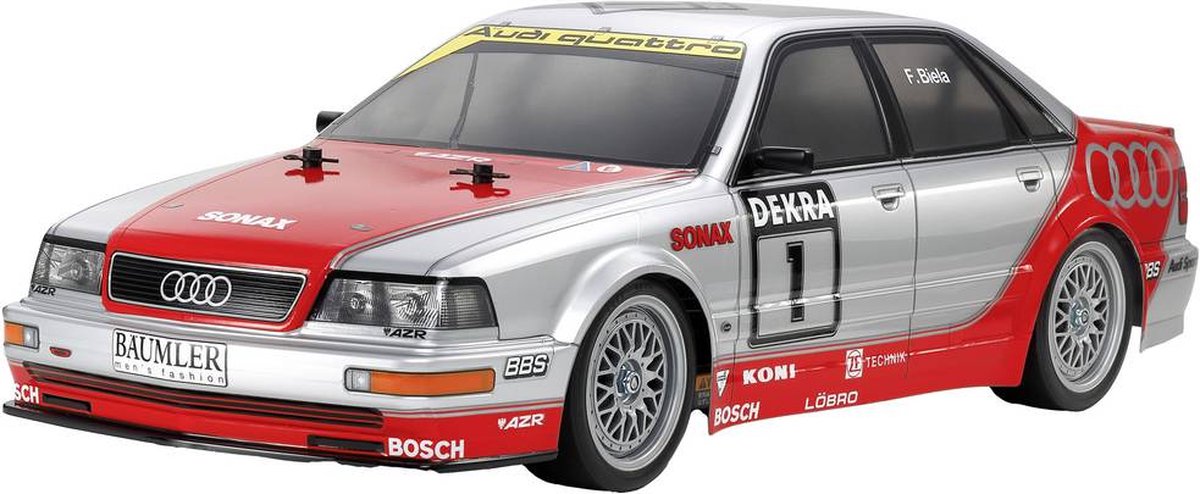 Tamiya TT-02 RC Audi V8 1992 Tourenwagen (TT-02) Brushed 1:10 RC auto Elektro Toerwagen 4WD Bouwpakket Gelakt