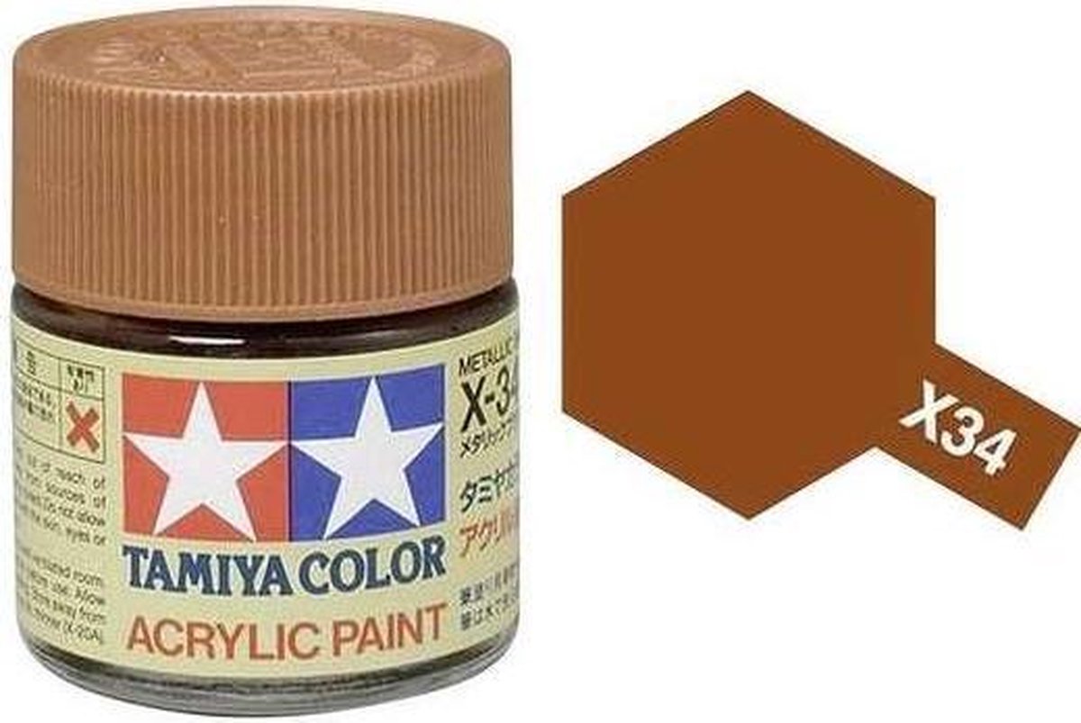 Tamiya X-34 Brown - Metallic - Gloss - Acryl - 23ml Verf potje