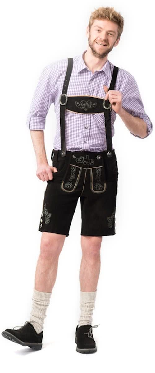 Lederhose voor mannen - Korte lederhosen - Gustav - Oktoberfest kleding - 100% leder - mt 46