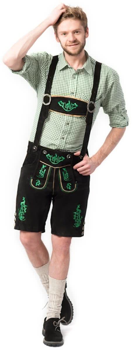 Lederhose voor mannen - Korte lederhosen - Otto - Oktoberfest kleding - 100% leder - mt 46