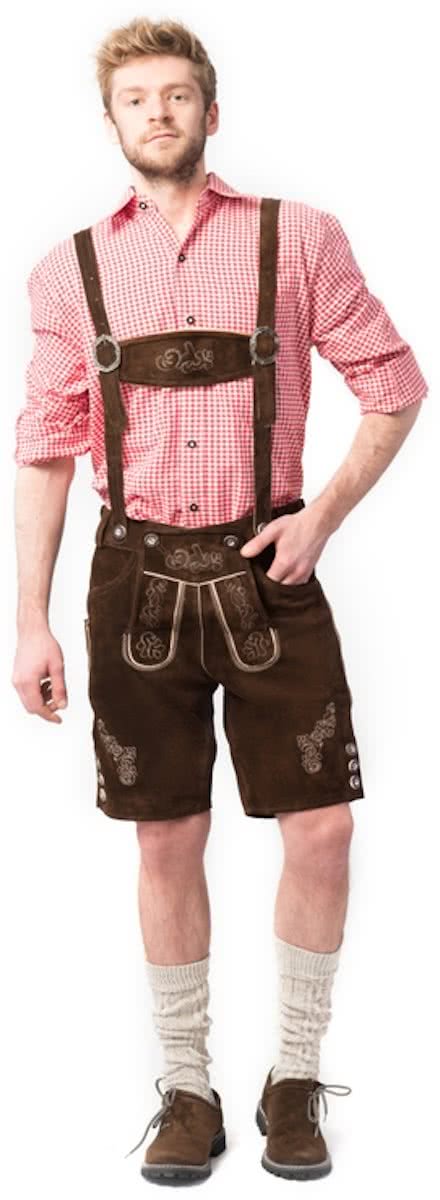 Lederhose voor mannen - Korte lederhosen - Ralf - Oktoberfest kleding - 100% leder - mt 46