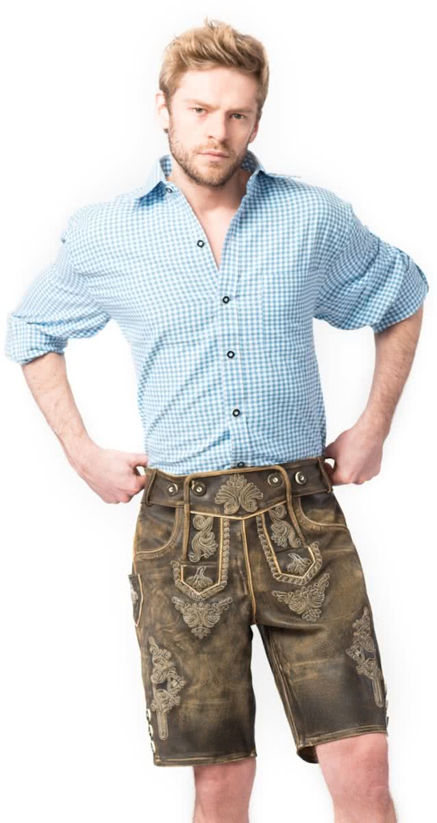 Lederhose voor mannen - Korte lederhosen - Retro-short - Oktoberfest kleding - 100% leder - mt 50