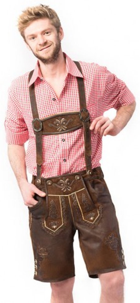 Lederhose voor mannen - Korte lederhosen - Starnberg - Oktoberfest kleding - 100% Premium leder - mt 46