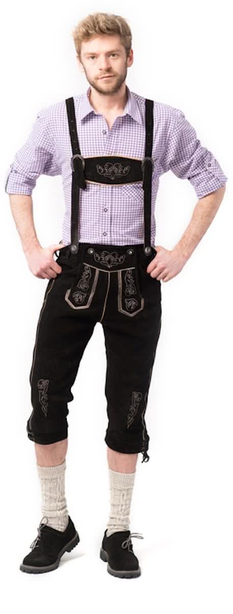 Lederhose voor mannen - Lange lederhosen - Peter - Oktoberfest kleding - 100% leder - mt 46