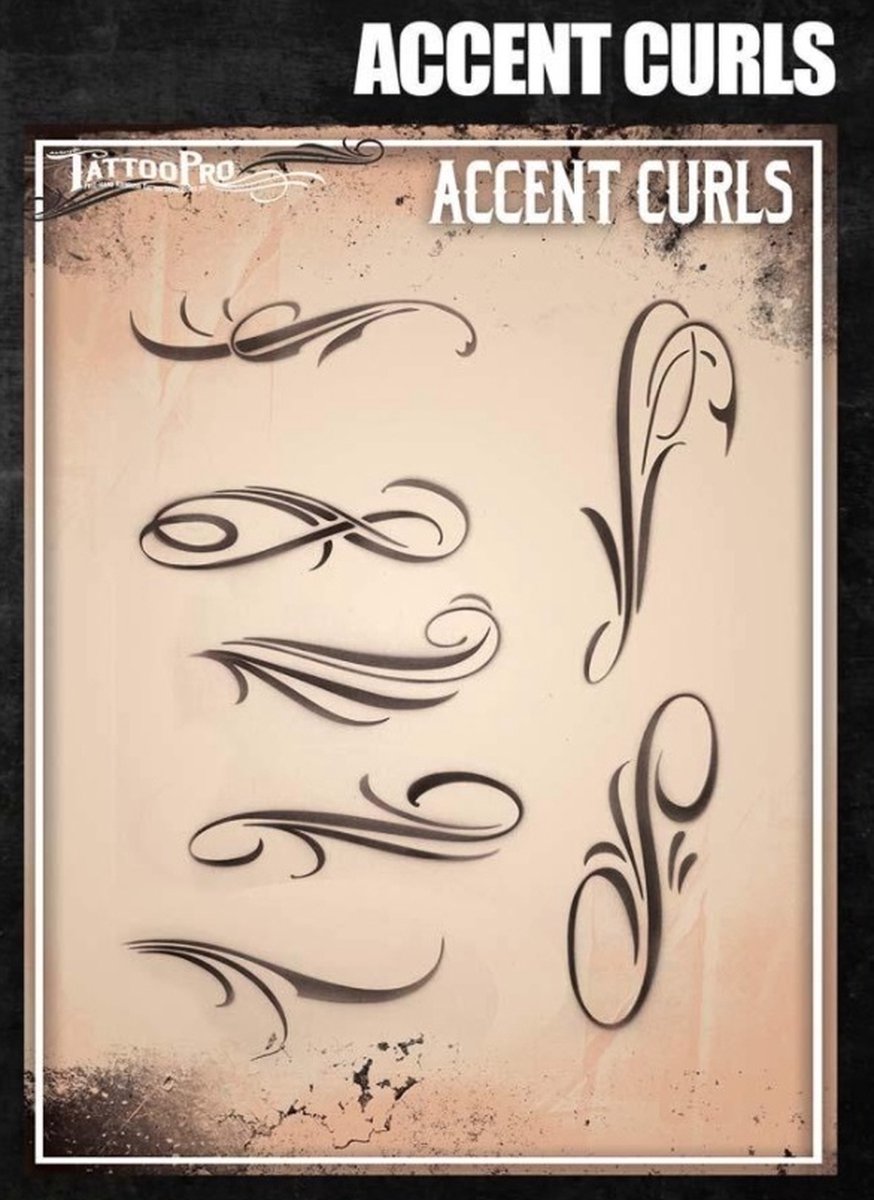 Wisers Airbrush TattooPro Stencil – Accent Curls