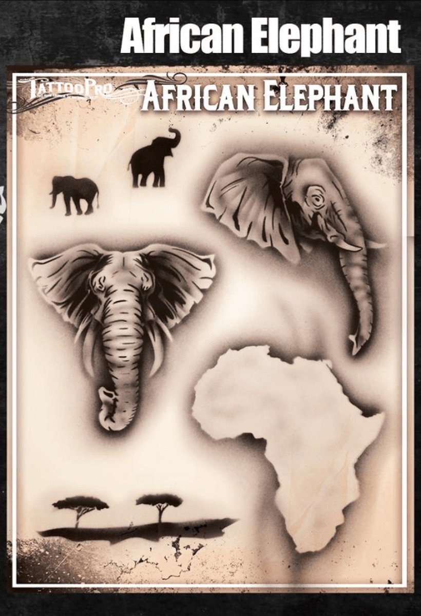 Wisers Airbrush TattooPro Stencil – African Elephant