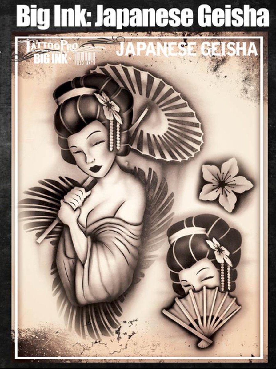 Wisers Airbrush TattooPro Stencil – Big Ink - Japanese Geisha