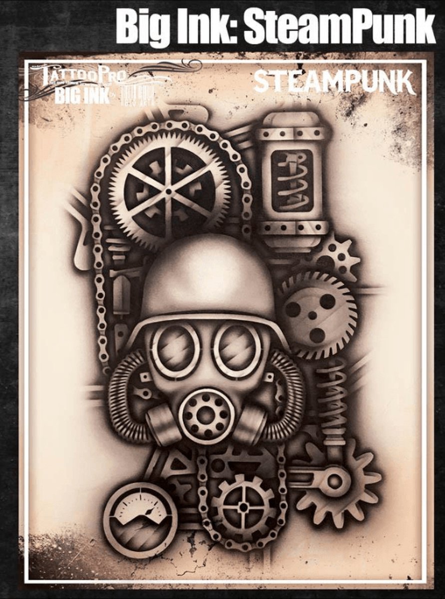 Wisers Airbrush TattooPro Stencil – Big Ink - Steampunk