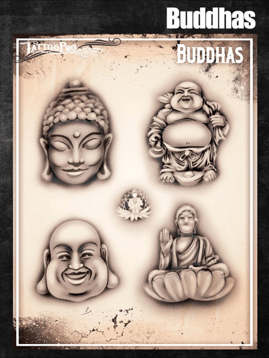 Wisers Airbrush TattooPro Stencil – Buddhas