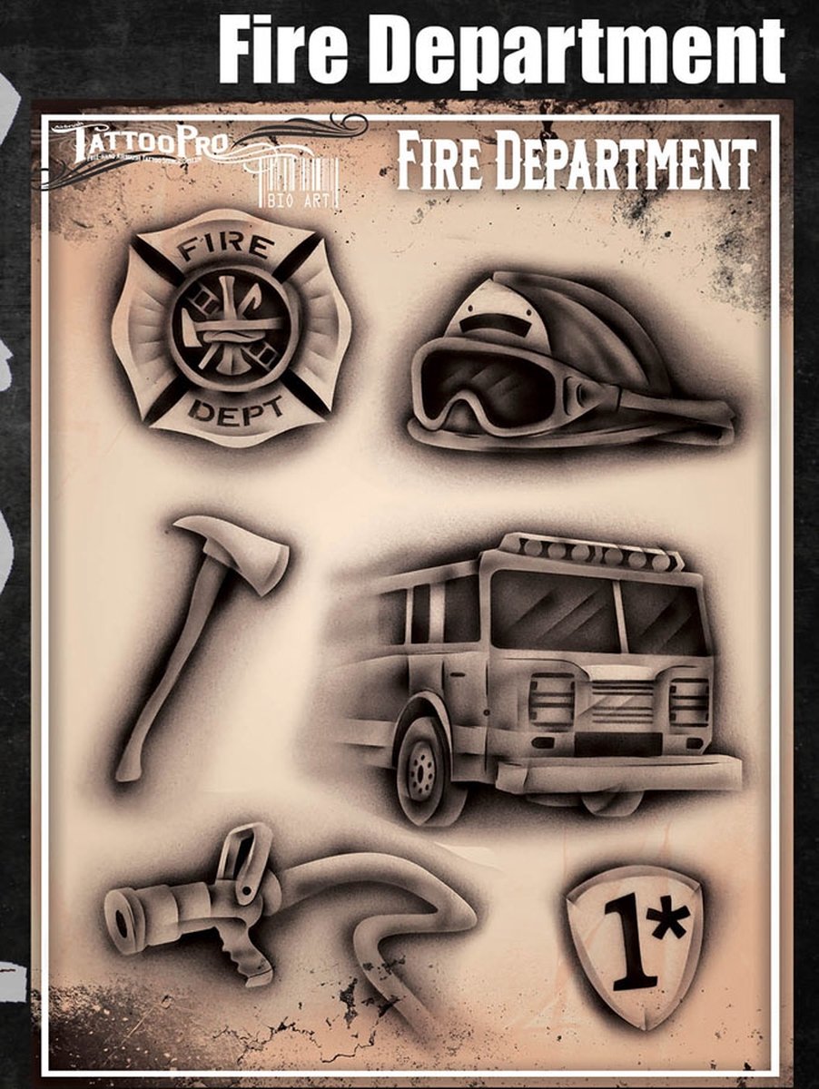 Wisers Airbrush TattooPro Stencil – Fire Department