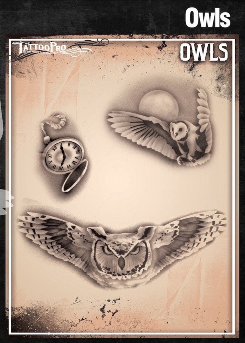 Wisers Airbrush TattooPro Stencil – Owls