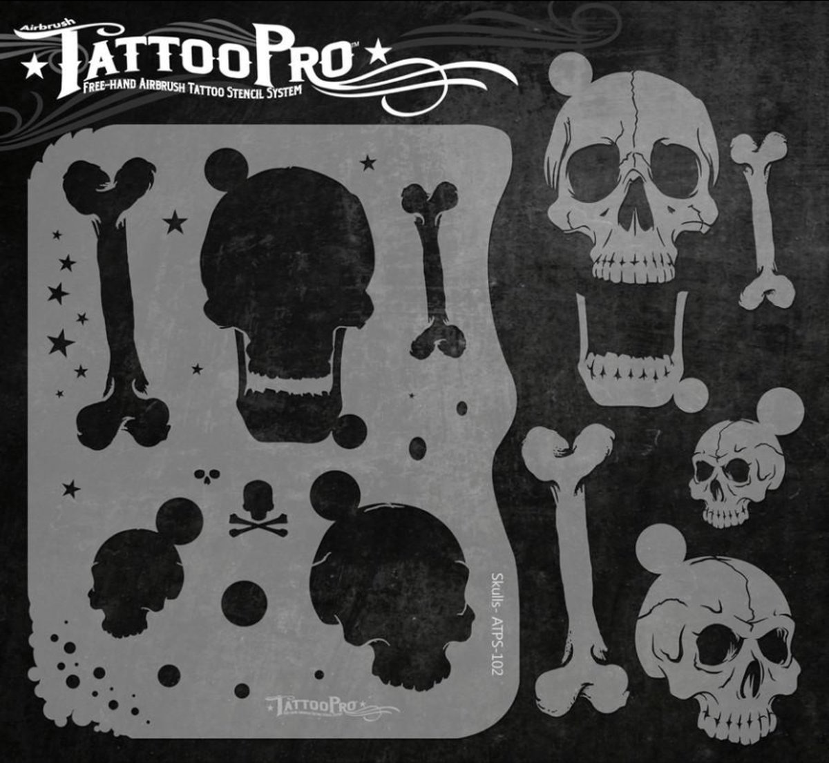 Wisers Airbrush TattooPro Stencil – Skulls