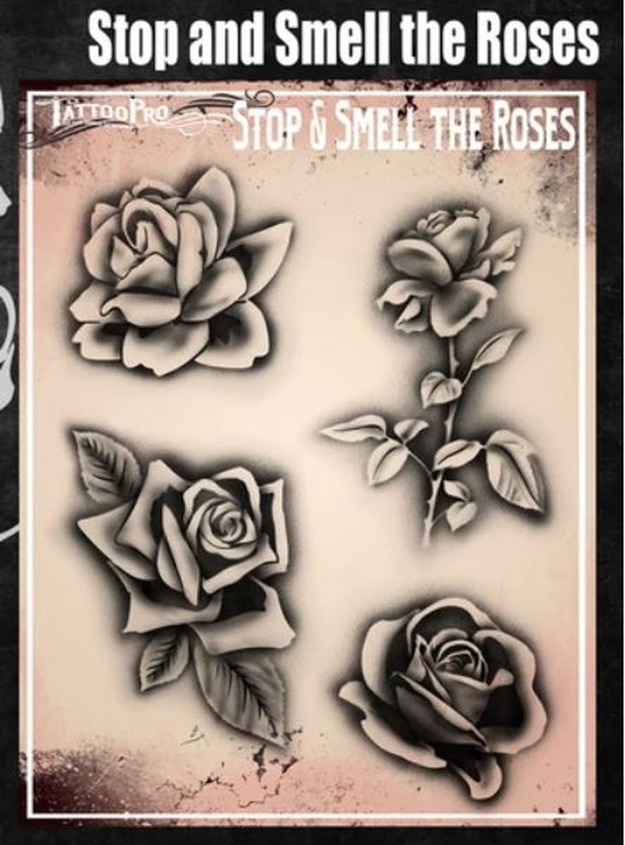 Wisers Airbrush TattooPro Stencil – Stop amd Smell the Roses