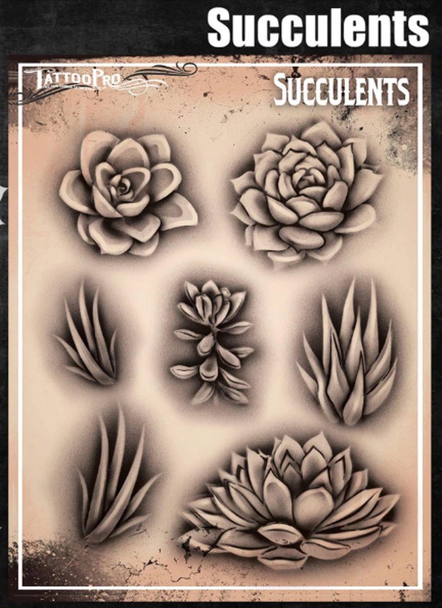 Wisers Airbrush TattooPro Stencil – Succulents