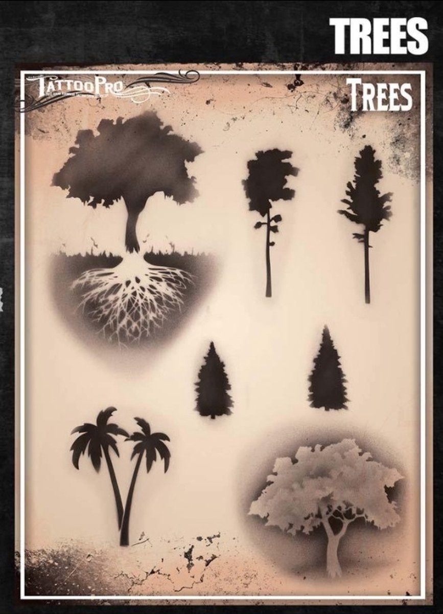 Wisers Airbrush TattooPro Stencil – Trees