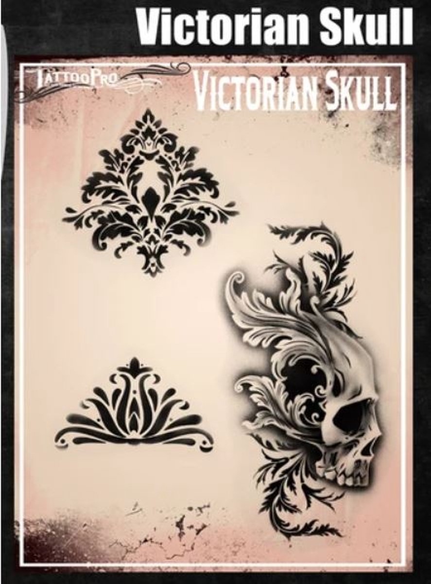 Wisers Airbrush TattooPro Stencil – Victorian Skull